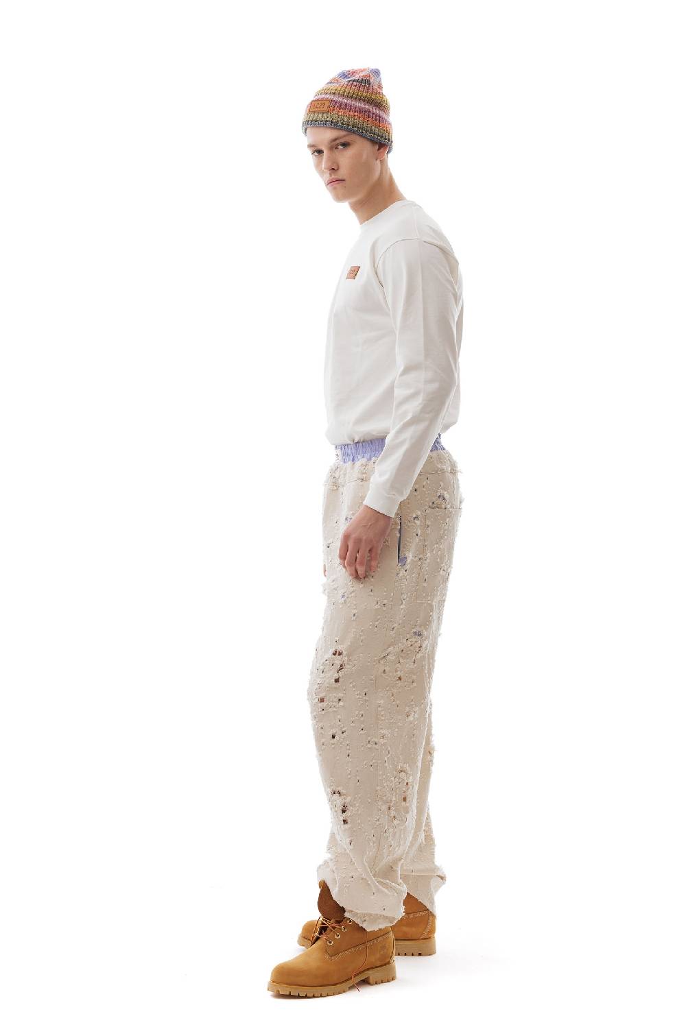 Lc23 Ripped Denim Pants Cream Outlet
