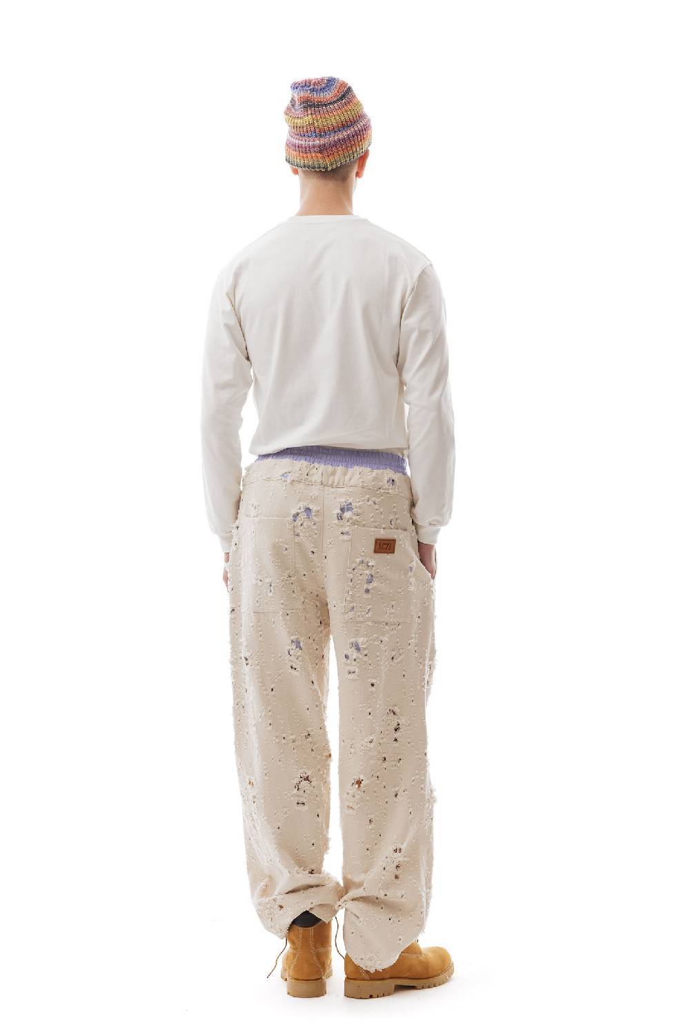 Lc23 Ripped Denim Pants Cream Outlet