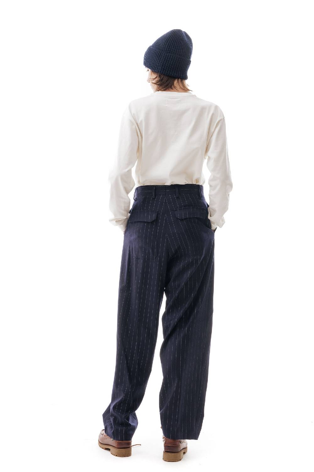 Lc23 Gessato Double Pence Trousers Navy Vendita Economica