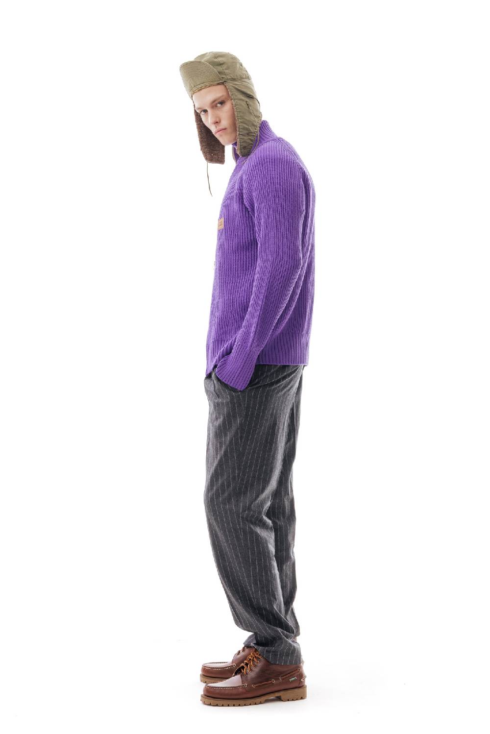 Lc23 English Knit Zip Sweater Purple Pezzi Unici
