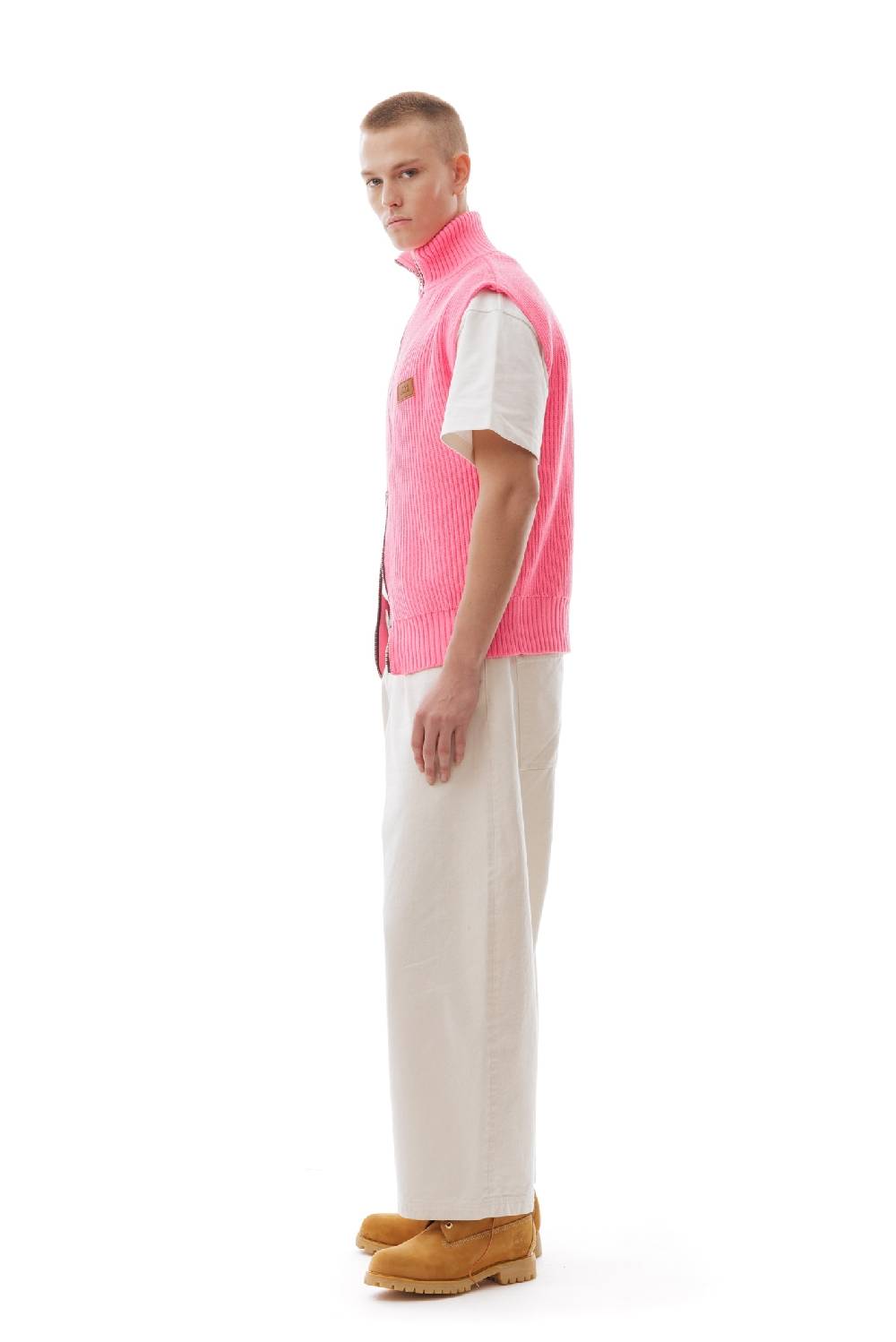 Lc23 English Knit Zip Vest Fluo Pink Negozi Online