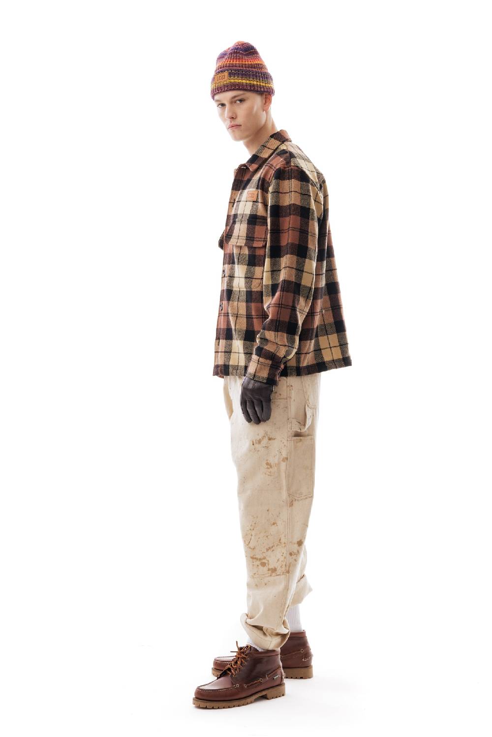 Lc23 Shetland Check Overshirt Beige/Black Prezzo Ridotto