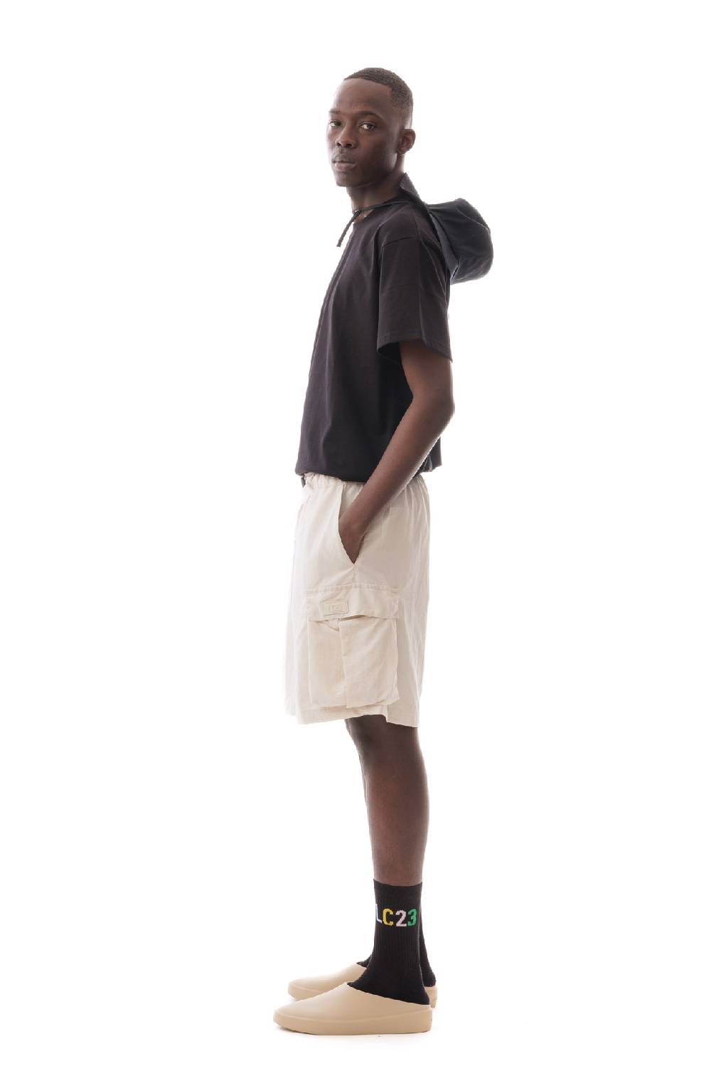 Lc23 Nylon Cargo Shorts White Smaltimento dello stoccaggio