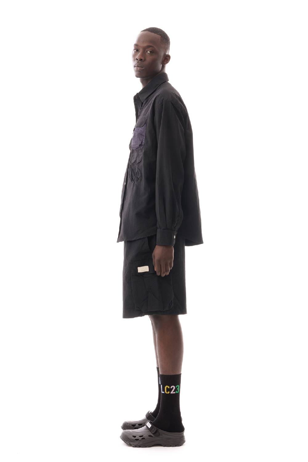 Lc23 Multipocket Nylon Shirt Black Convenienza