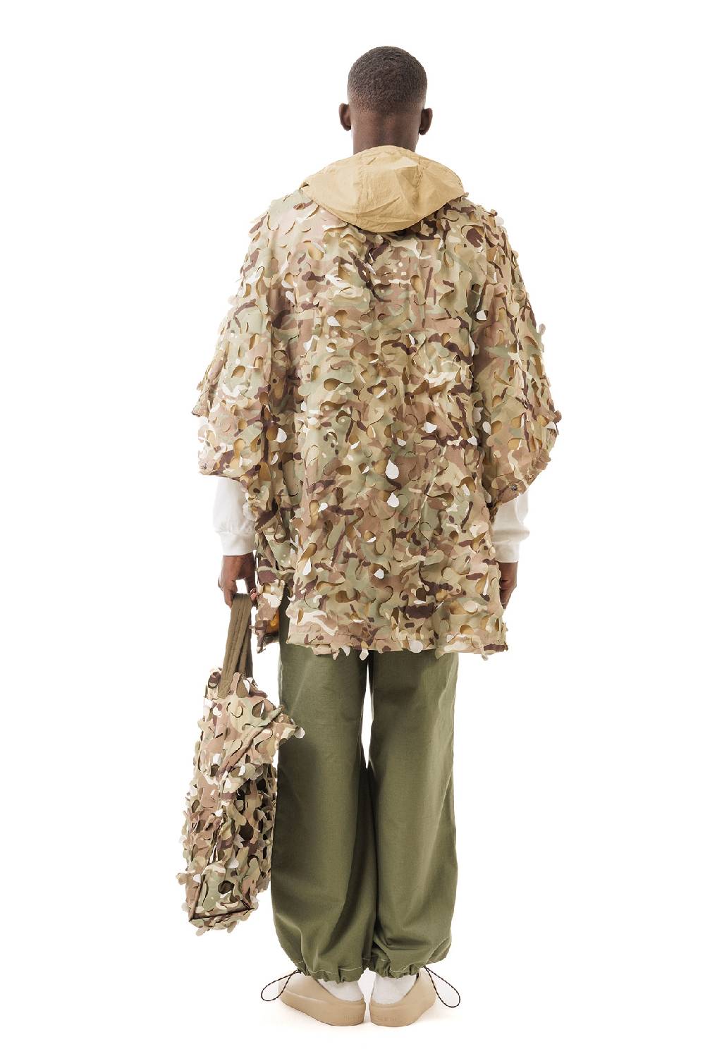Lc23 Laserated Nylon Camo Beige Cape Coat Outlet