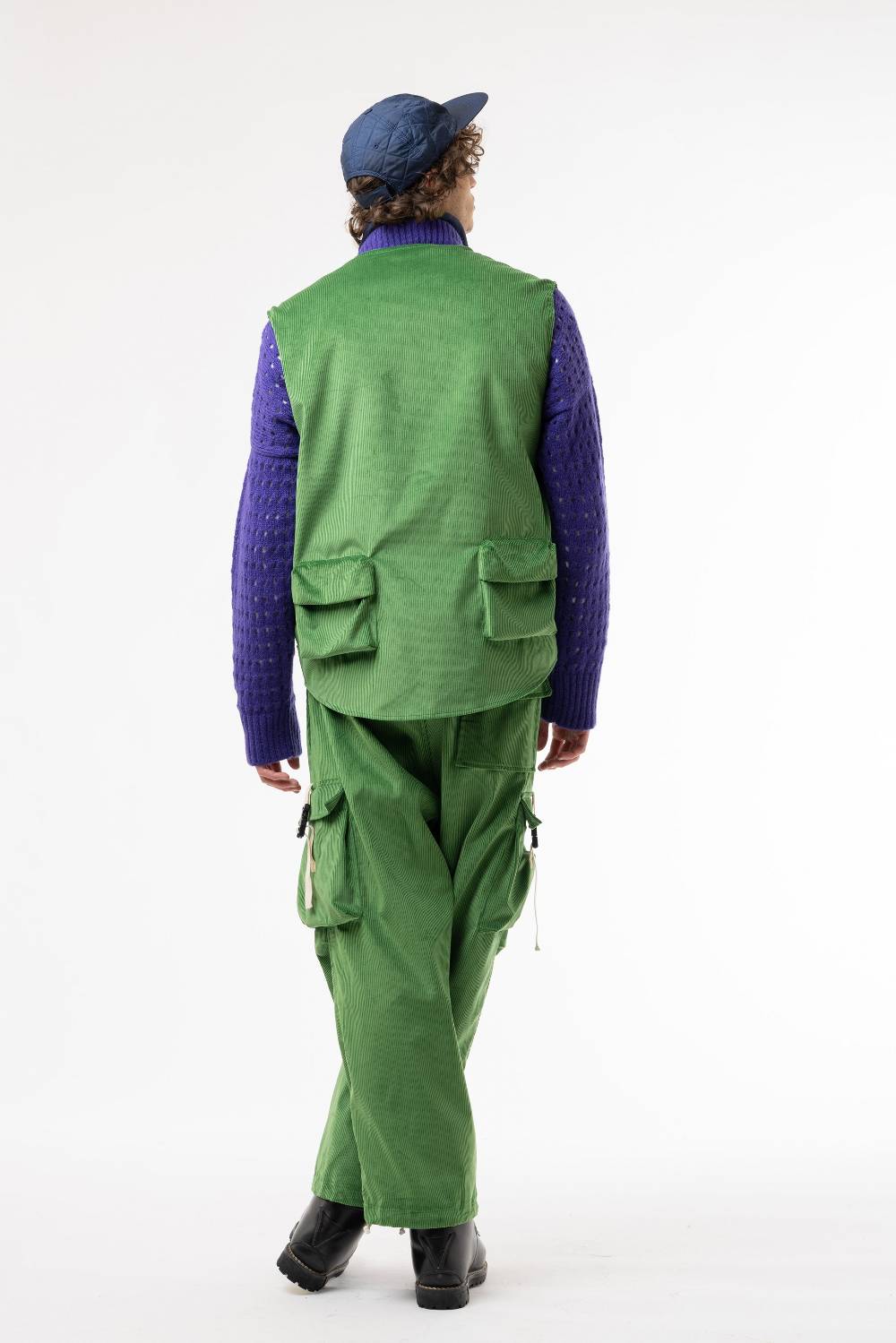 Lc23 Corduroy Cargo Pants Green Consegna Veloce