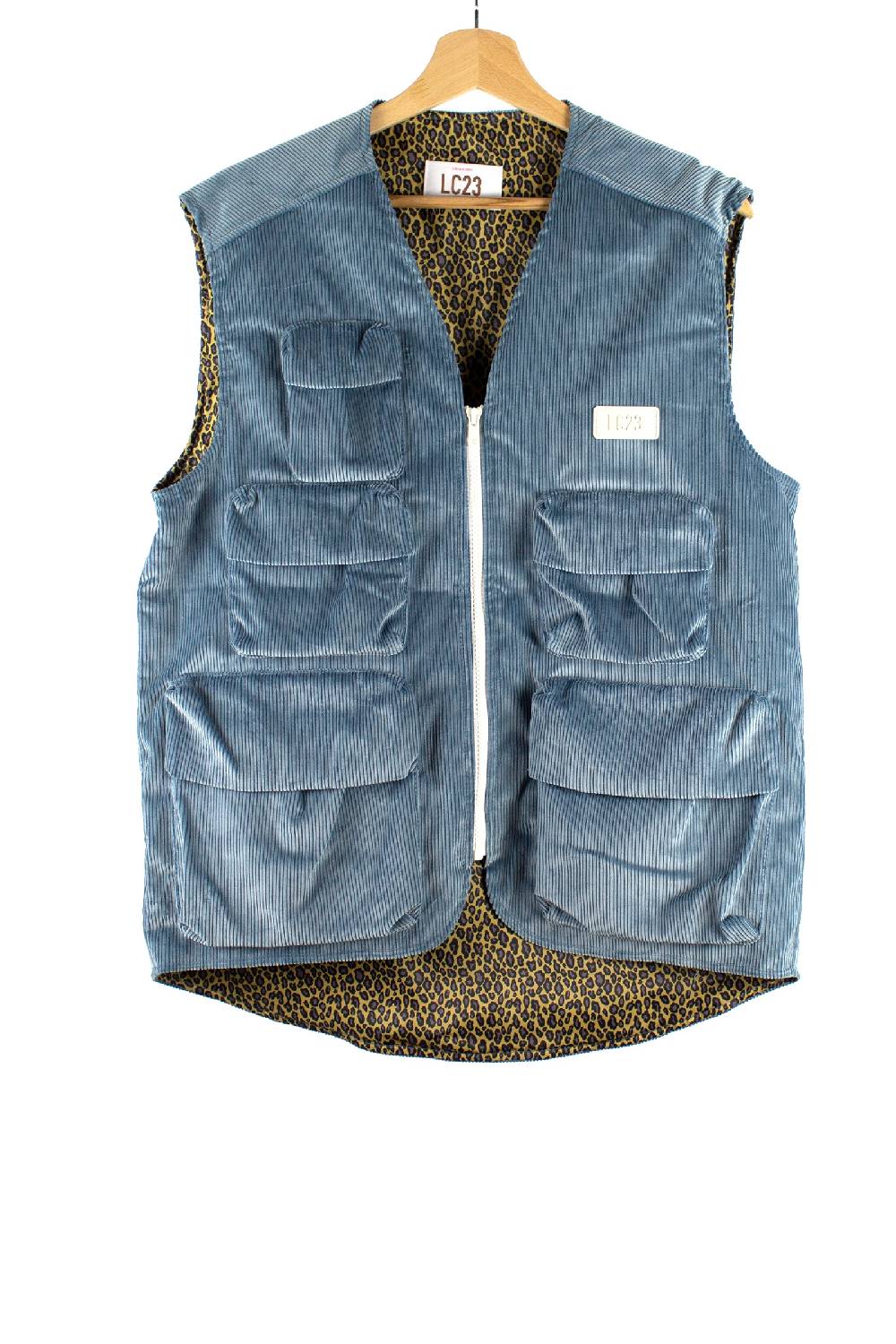 Lc23 Corduroy Multipocket Vest Blue Economico