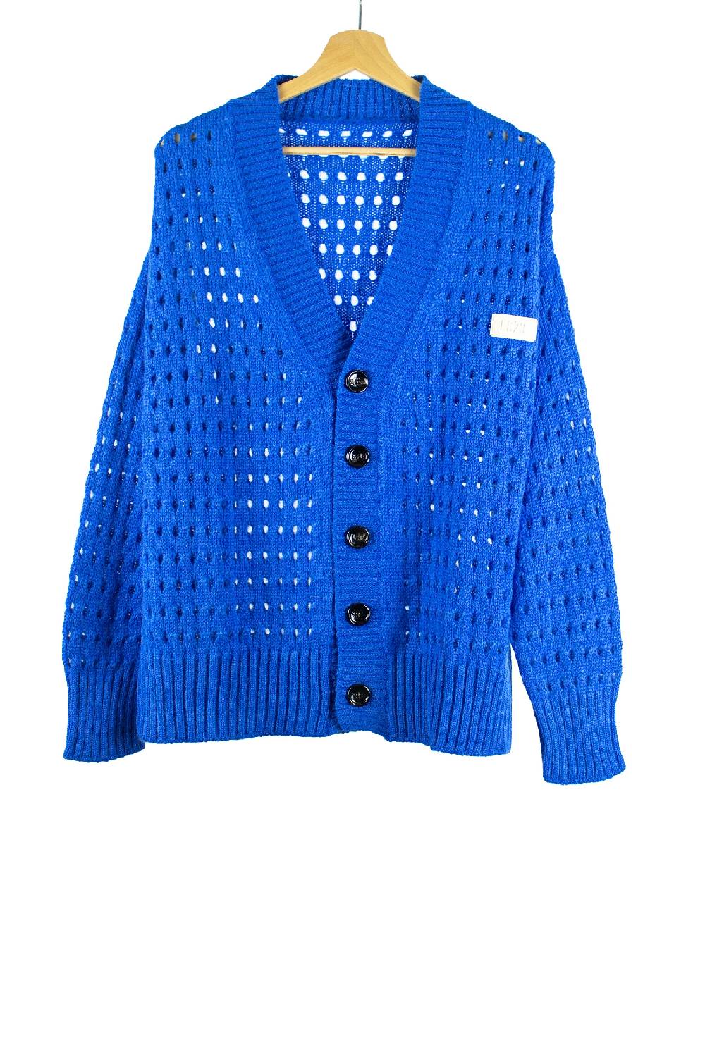 Lc23 Perforated Cardigan Blue In Saldo