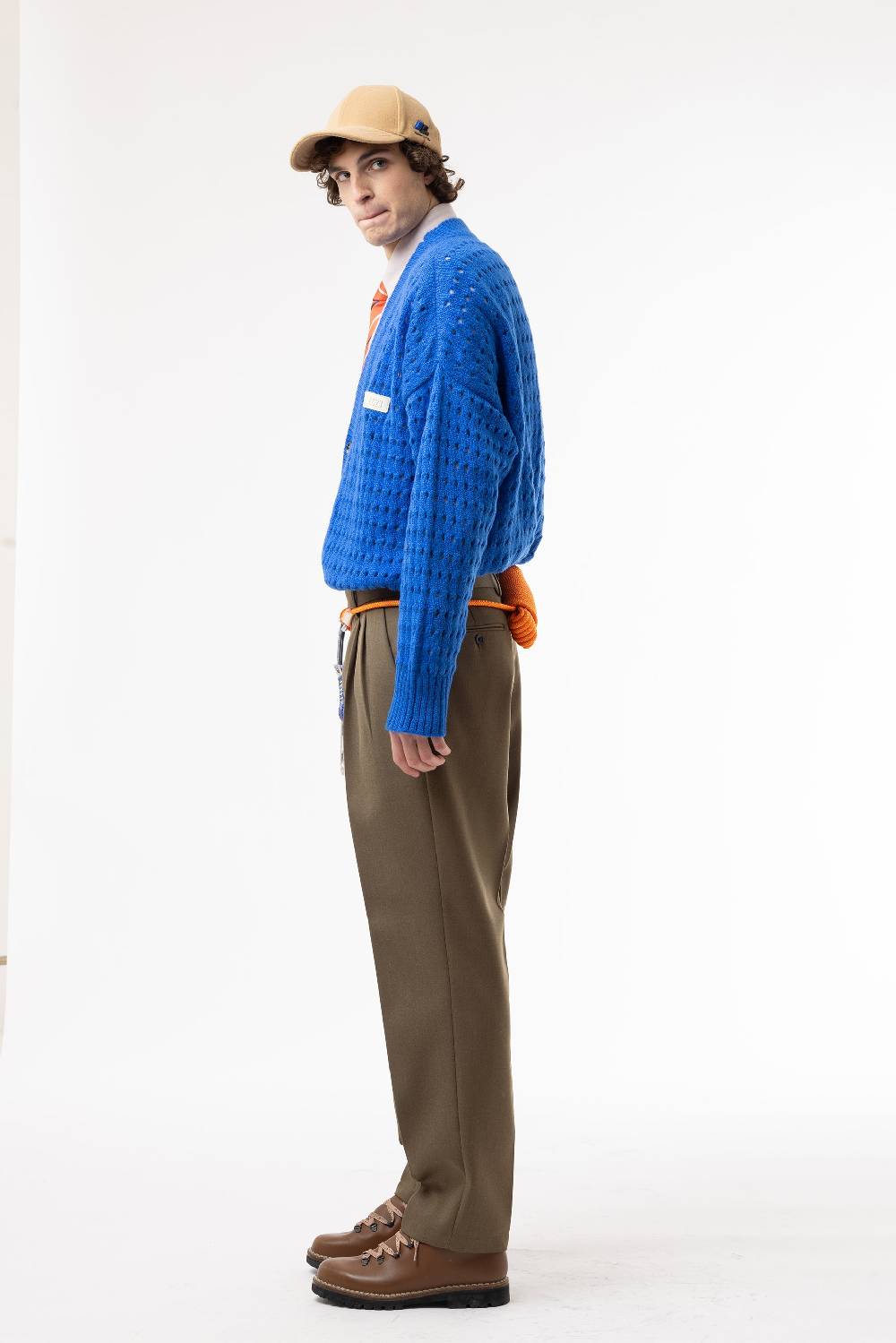 Lc23 Perforated Cardigan Blue In Saldo