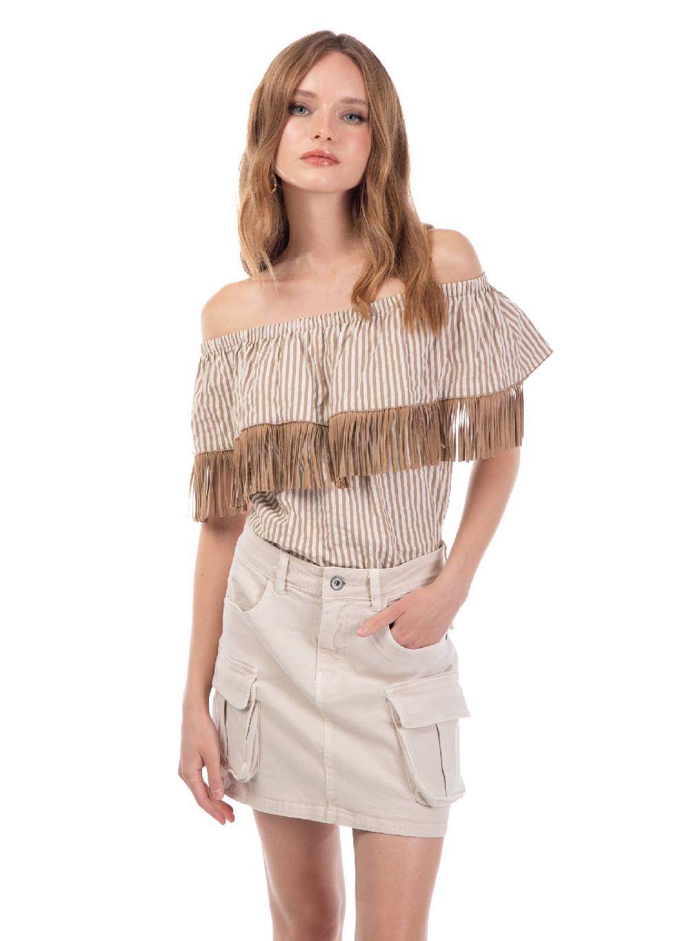 Le Volière Gonna cargo beige Acquista Ora