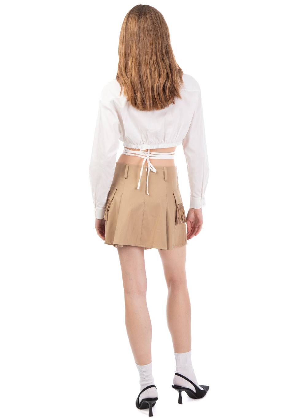 Le Volière Camicia in popeline bianca cropped Promozione Limitata