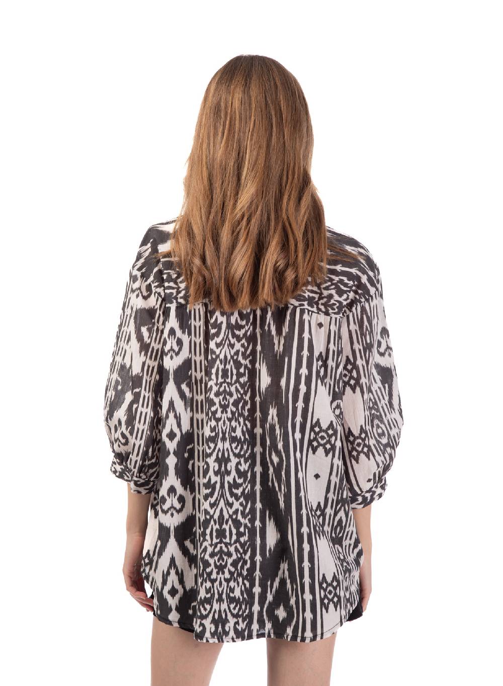 Le Volière Camicia oversize etnica con frange Vendite Flash