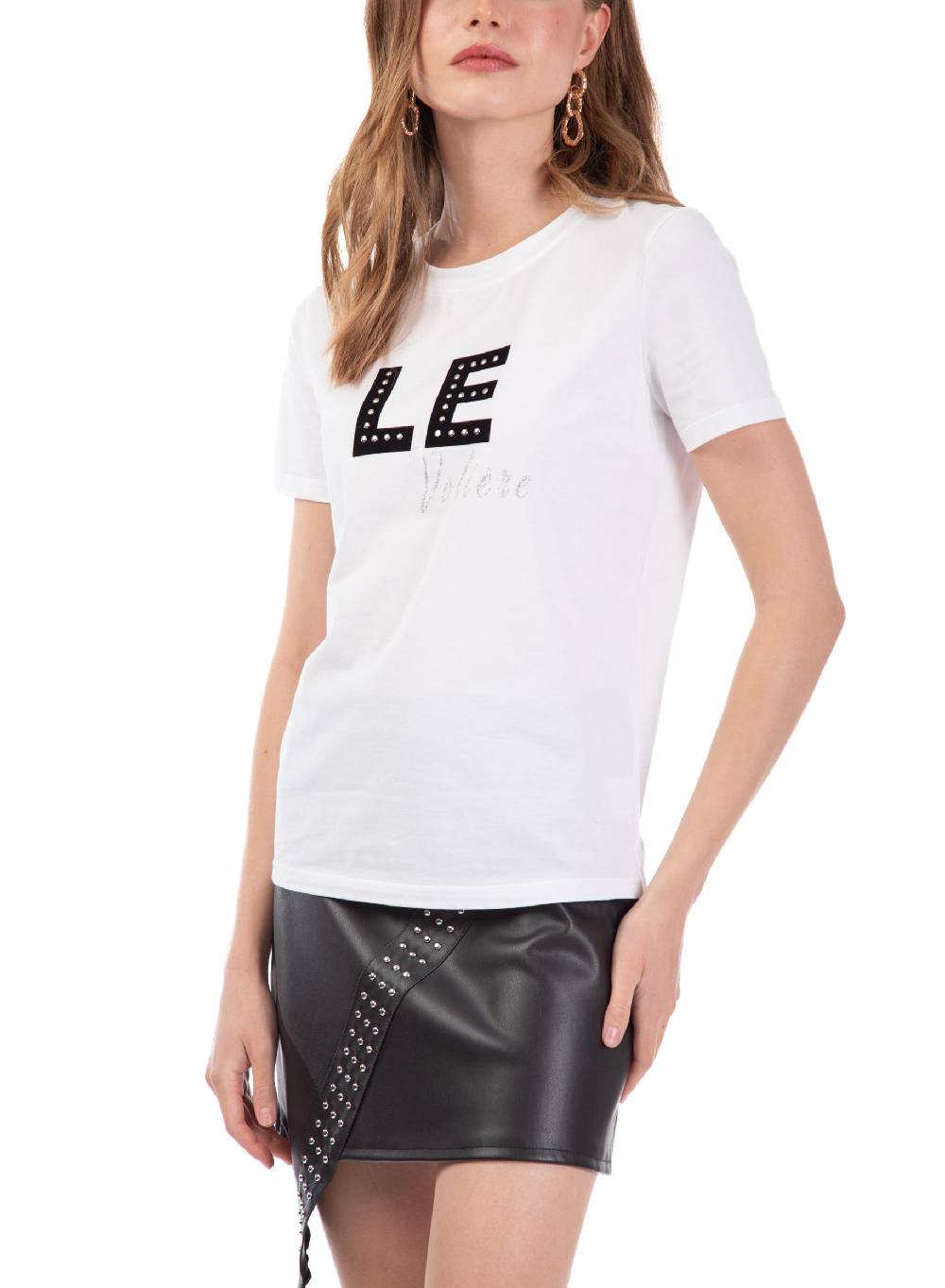 Le Volière T-shirt bianca 'Le Volière' con borchie Negozio online di fabbrica