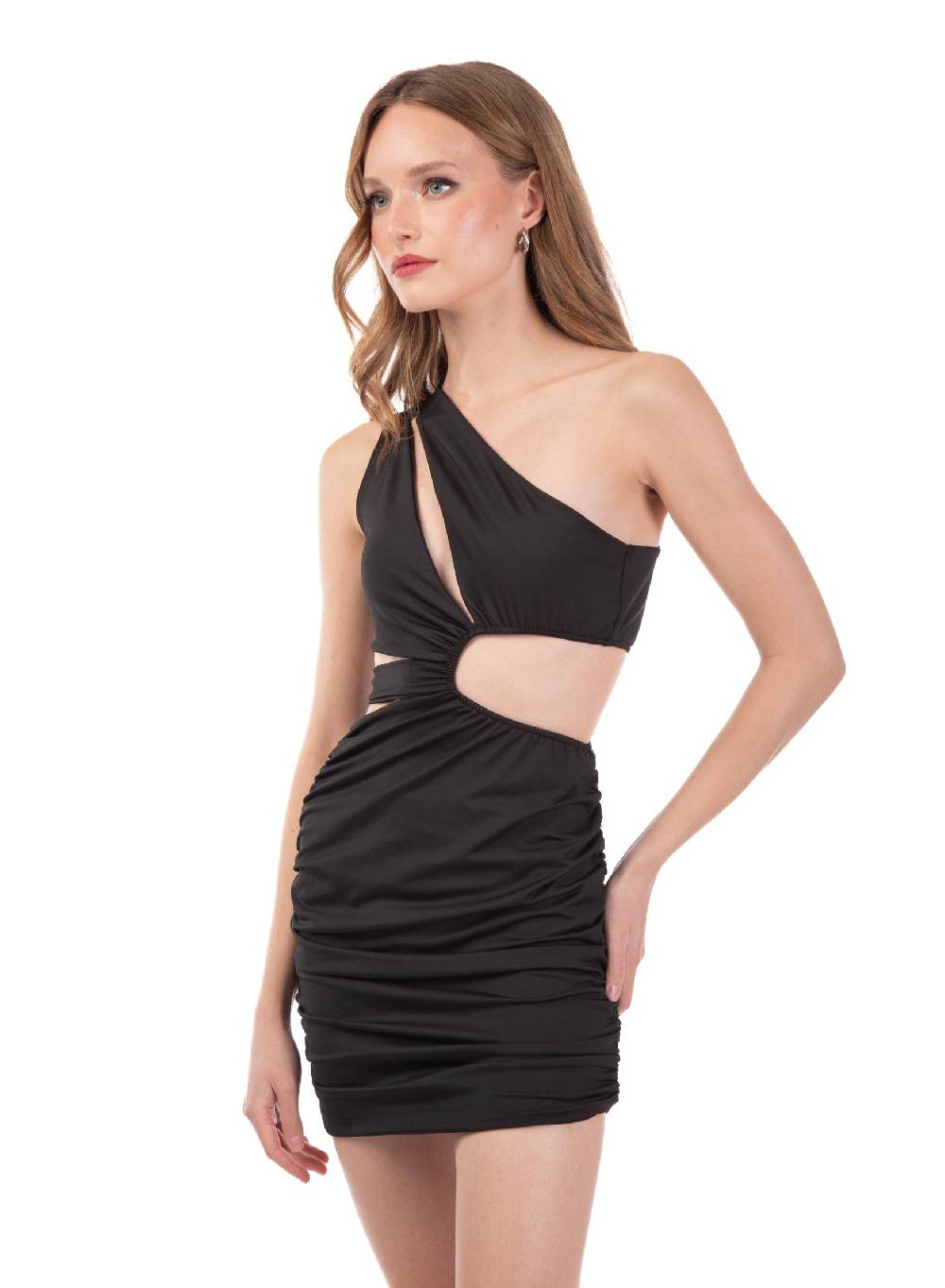 Le Volière Vestito elasticizzato nero con fori 2025