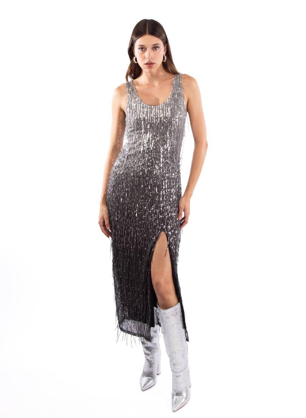 Le Volière DAISY Vestito grigio di paillettes Online
