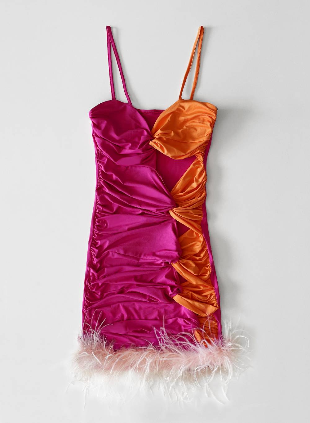 Le Volière BETHANY Vestito elasticizzato fucsia e arancione con fori Offerte