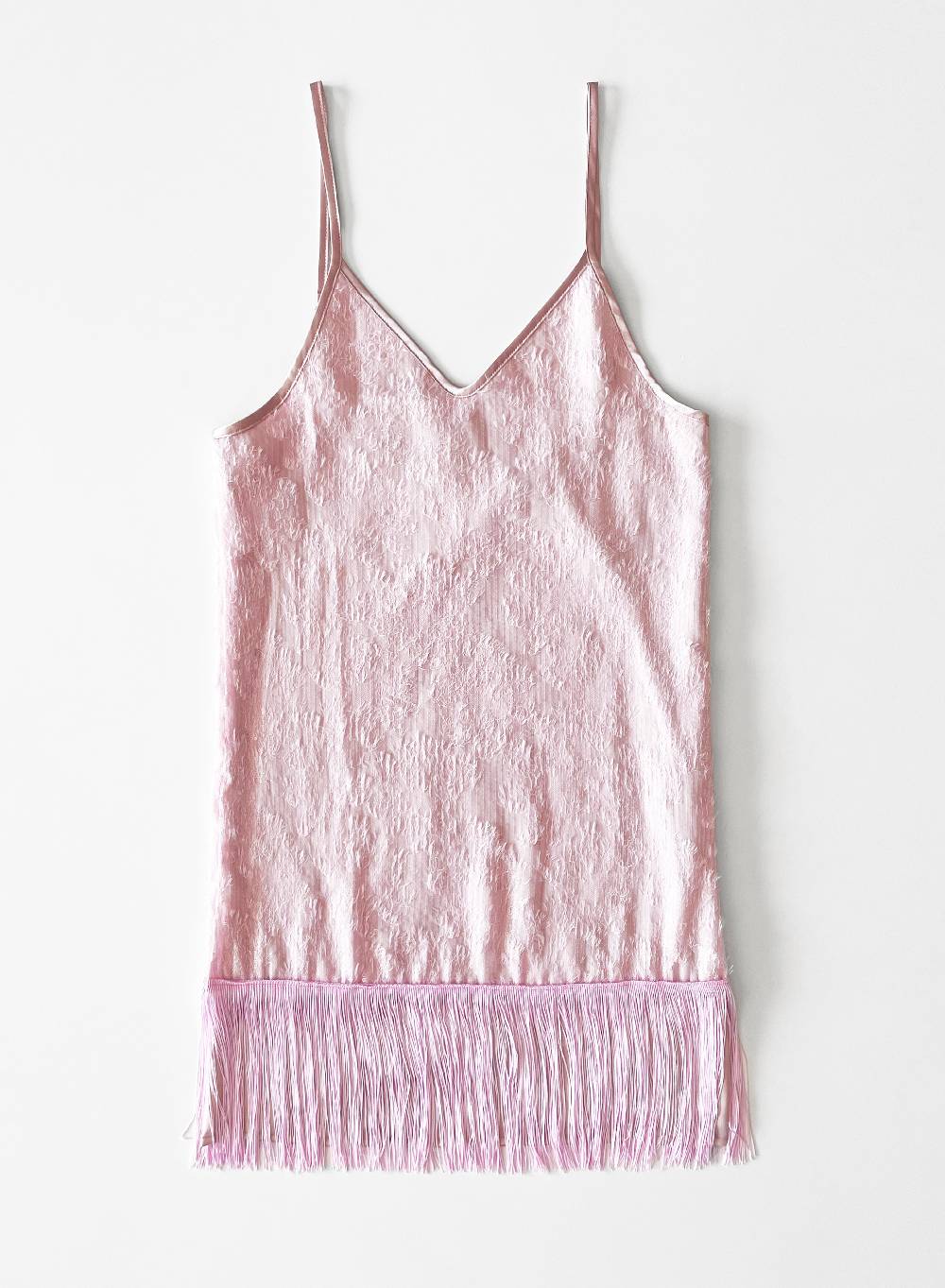 Le Volière MADISON Vestito rosa di paillettes con frange Vendita Calda