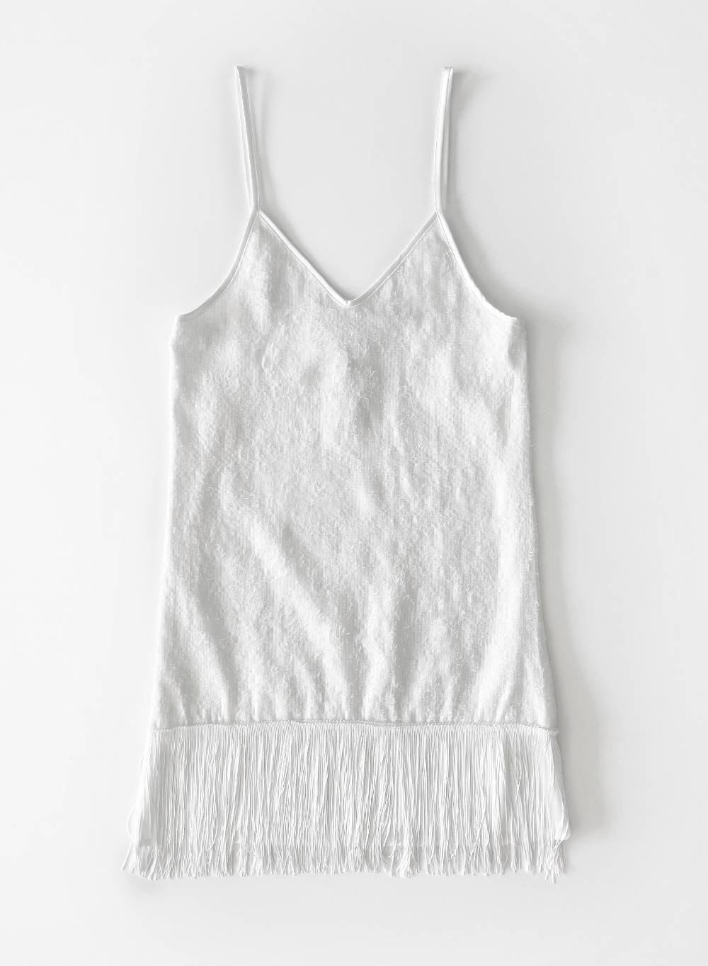 Le Volière MADISON Vestito di paillettes bianco con frange Saldi Di Fabbrica