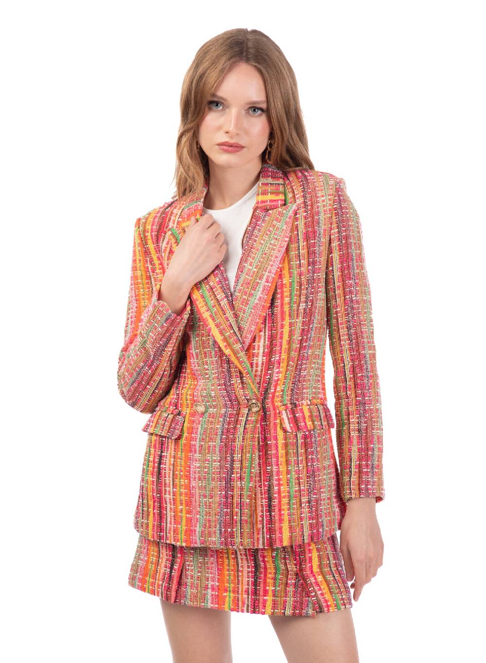 Le Volière Blazer in tweed multicolor Moda