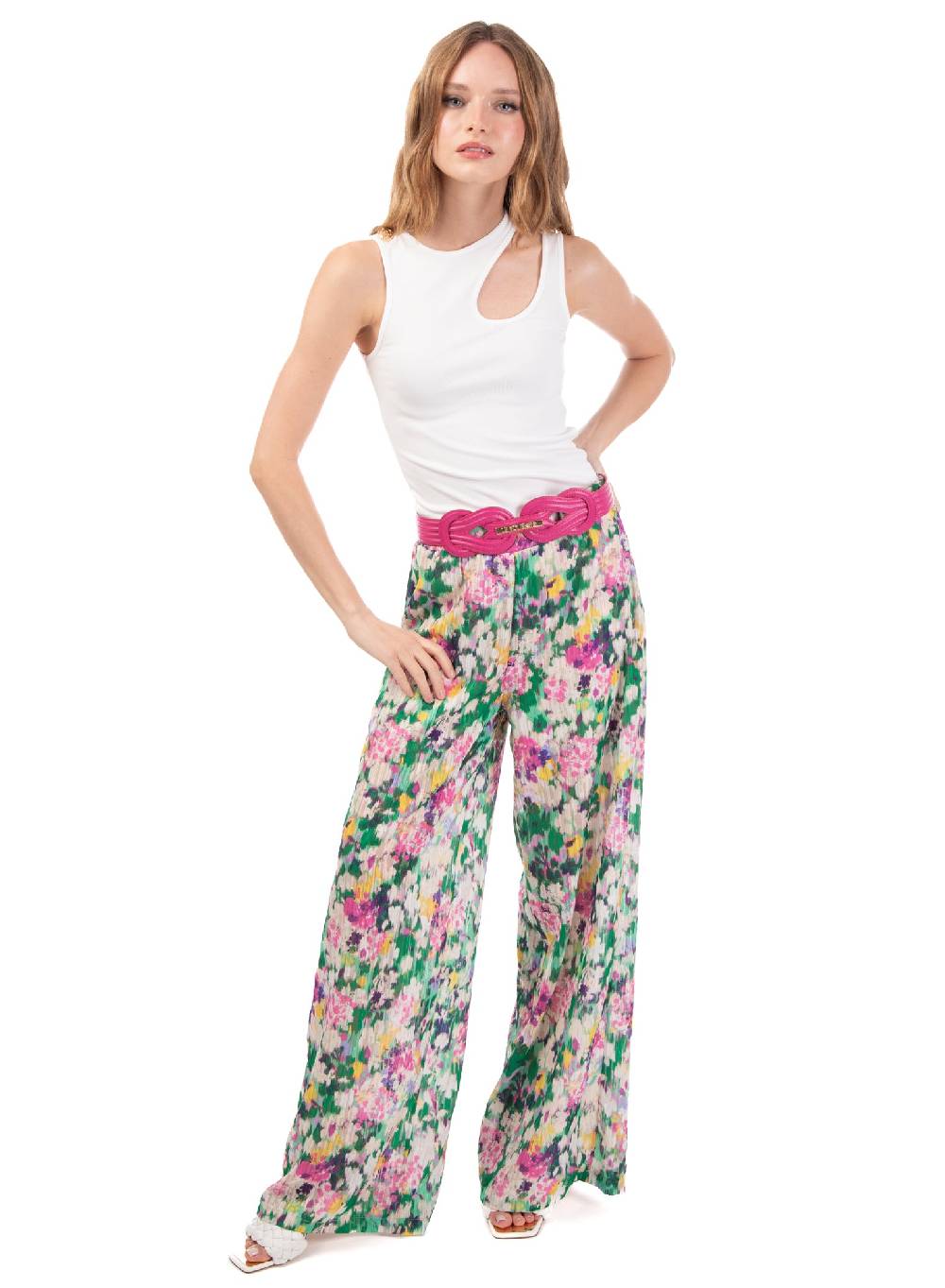 Le Volière Pantalone ampio floreale Vendita