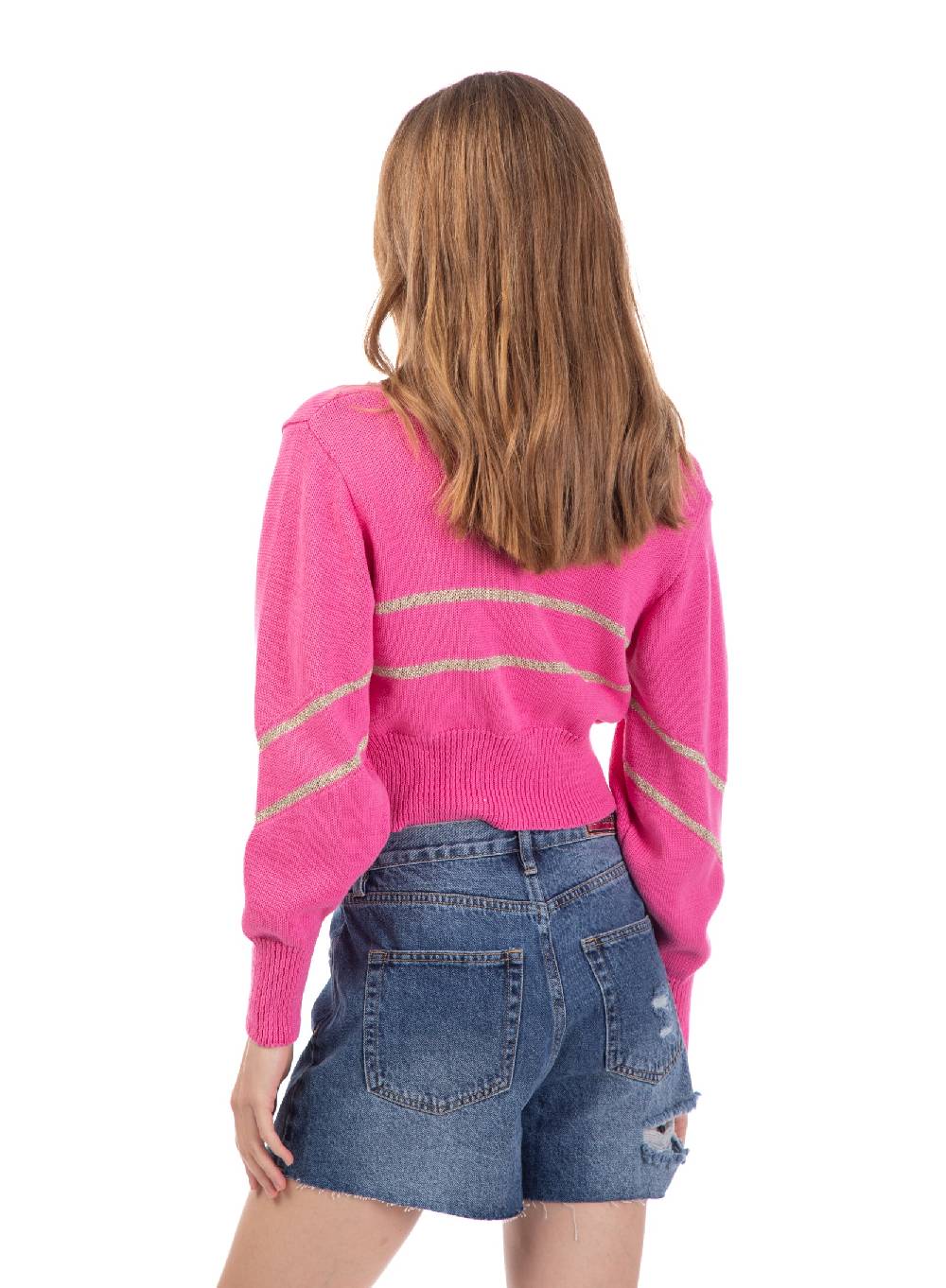 Le Volière Cardigan di cotone fucsia Acquista Ora
