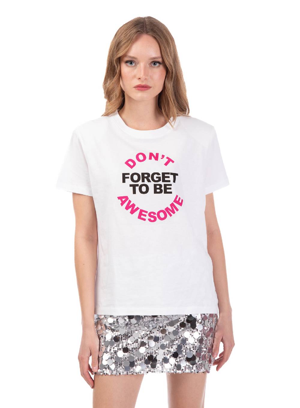 Le Volière T-shirt bianca 'Don't forget to be awesome' Shopping Online