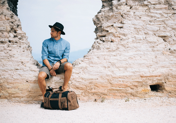 Kjøre Project Leather / Denim Boucanier Travel Bag In Linea