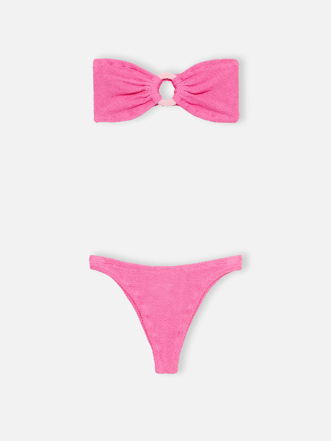 Mc2 Saint Barth Bikini donna a fascia rosa stropicciato Yulia Naomi 2025