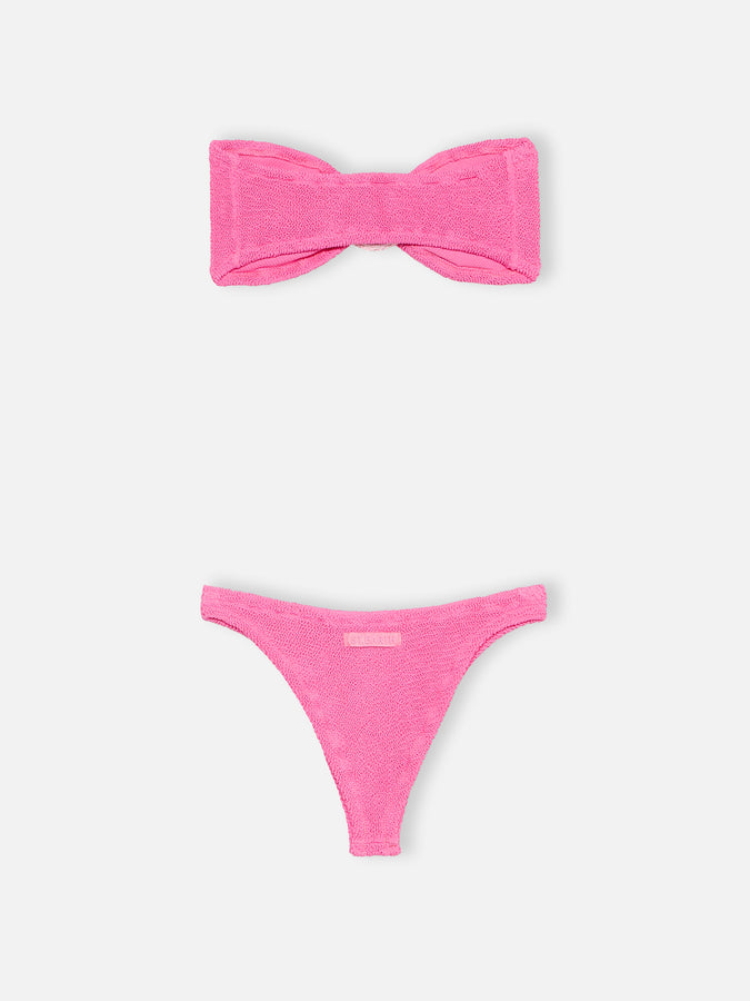 Mc2 Saint Barth Bikini donna a fascia rosa stropicciato Yulia Naomi 2025