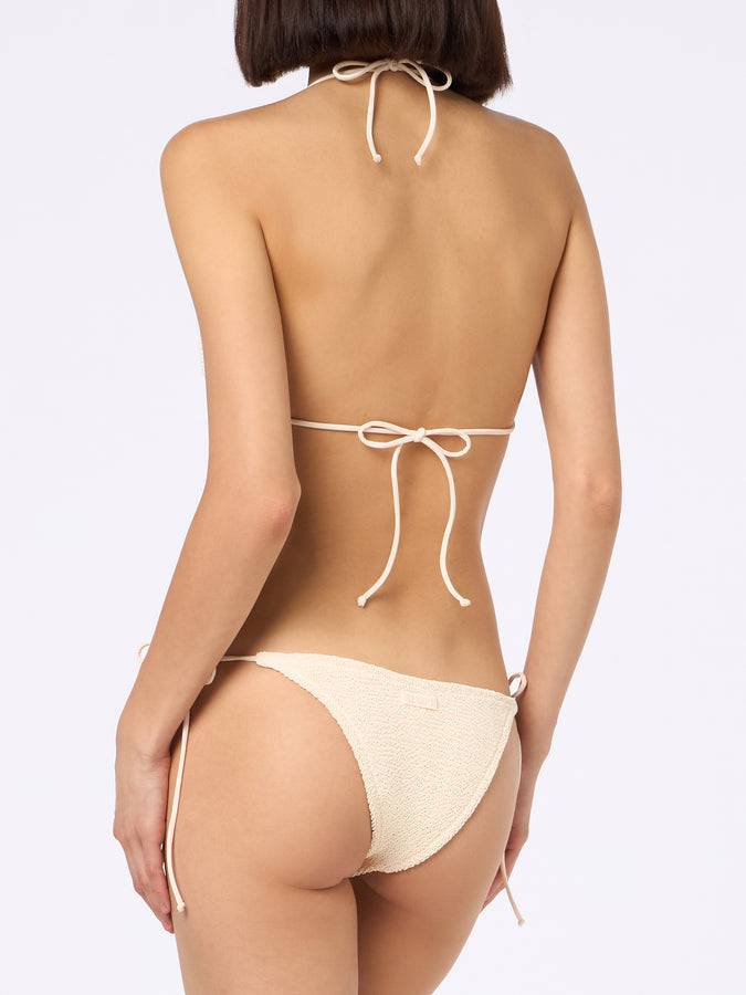 Mc2 Saint Barth Woman cream crinkle triangle bikini Guiana Marielle Italy