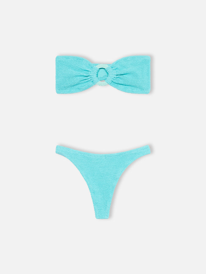 Mc2 Saint Barth Bikini donna a fascia verde acqua stropicciato Yulia Naomi 2025