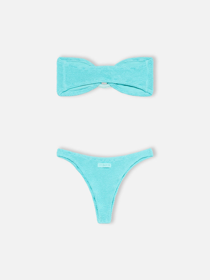 Mc2 Saint Barth Bikini donna a fascia verde acqua stropicciato Yulia Naomi 2025