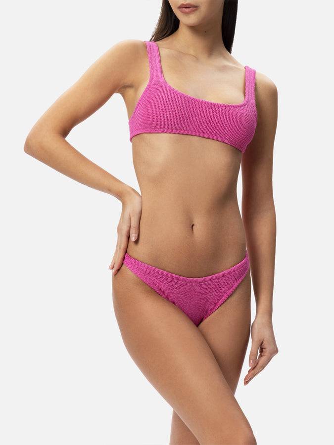 Mc2 Saint Barth Bikini da donna classico a bralette crinkle fucsia con filato di lurex Pezzi Unici