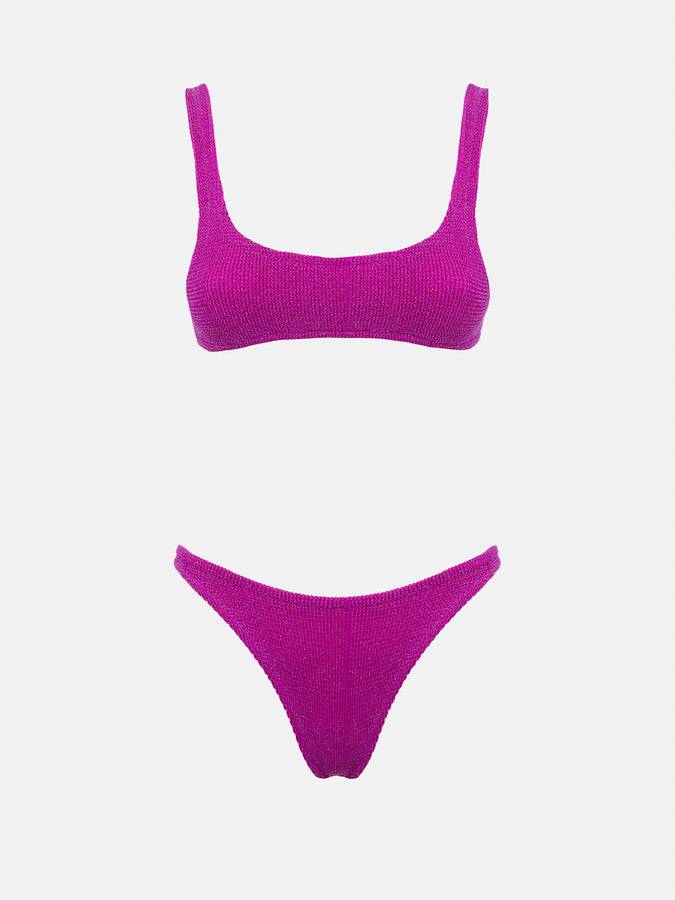 Mc2 Saint Barth Bikini da donna classico a bralette crinkle fucsia con filato di lurex Pezzi Unici