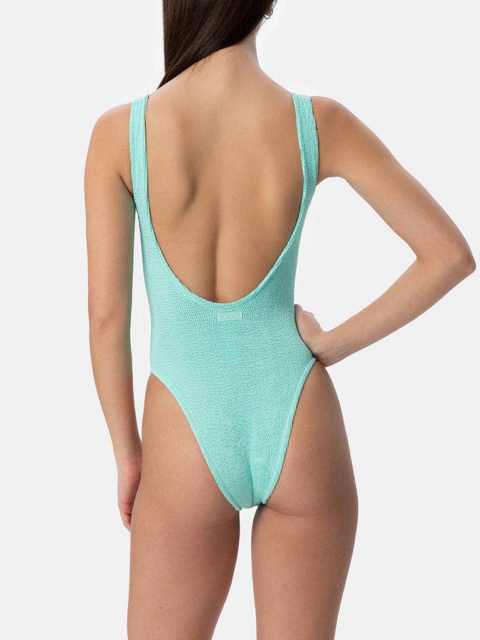 Mc2 Saint Barth Costume intero da donna Lora crinkle verde salvia Soddisfazione Garantita