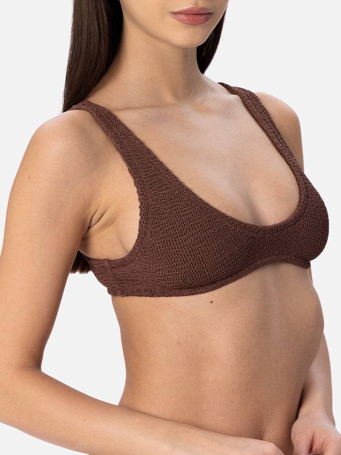 Mc2 Saint Barth Bikini da donna a bralette marrone crinkle Pamy Elise Qualità Garantita