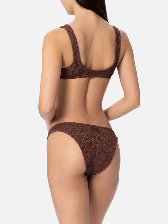 Mc2 Saint Barth Bikini da donna a bralette marrone crinkle Pamy Elise Qualità Garantita