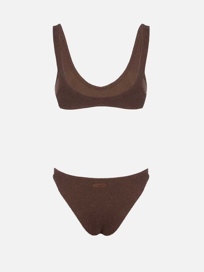 Mc2 Saint Barth Bikini da donna a bralette marrone crinkle Pamy Elise Qualità Garantita