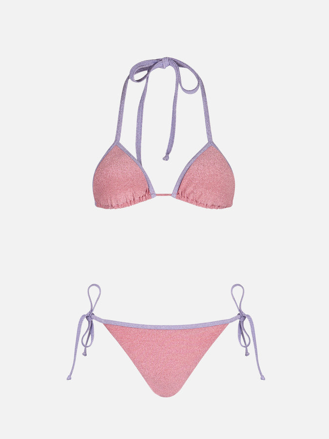 Mc2 Saint Barth Bikini da donna a triangolo rosa Leah Marielle in lurex con bordino Affare Del Giorno