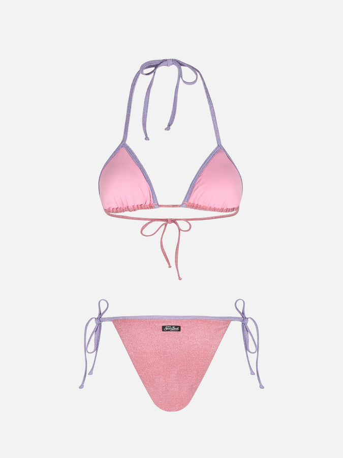 Mc2 Saint Barth Bikini da donna a triangolo rosa Leah Marielle in lurex con bordino Affare Del Giorno