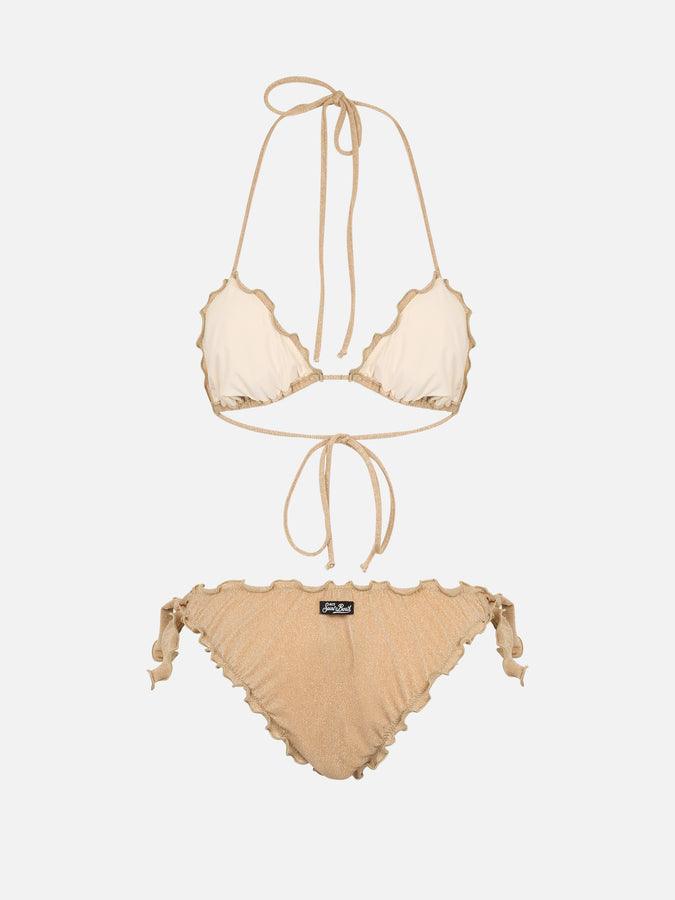 Mc2 Saint Barth Bikini da donna classico a triangolo oro lurex Sagittarius Moon Convenienza
