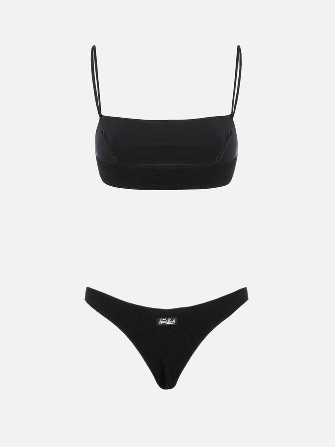 Mc2 Saint Barth Bikini da donna a bralette nero in lurex Sadie Naomi Vendita Calda