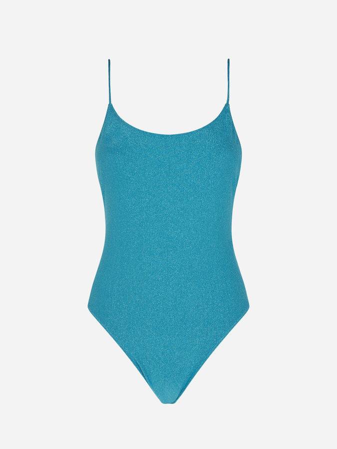 Mc2 Saint Barth Costume intero in lurex azzurro Saldi Di Fabbrica