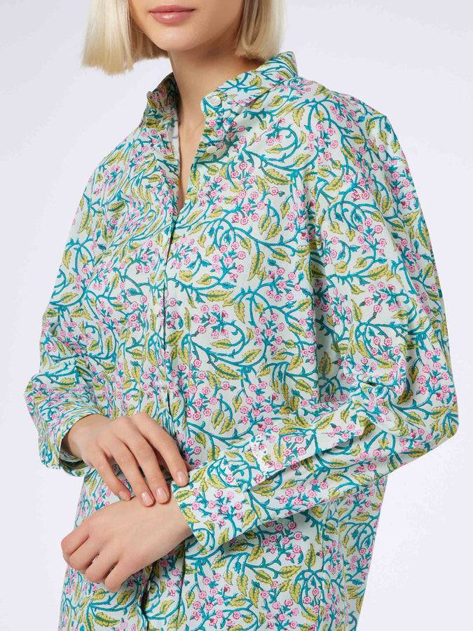 Mc2 Saint Barth Camicia da donna over Brigitte in cotone con stampa fiori Vendita