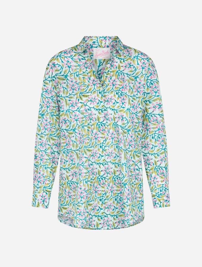 Mc2 Saint Barth Camicia da donna over Brigitte in cotone con stampa fiori Vendita