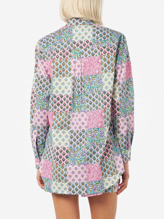 Mc2 Saint Barth Camicia da donna over Brigitte in cotone con stampa fiori Spedizione Gratuita