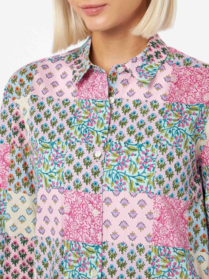 Mc2 Saint Barth Camicia da donna over Brigitte in cotone con stampa fiori Spedizione Gratuita