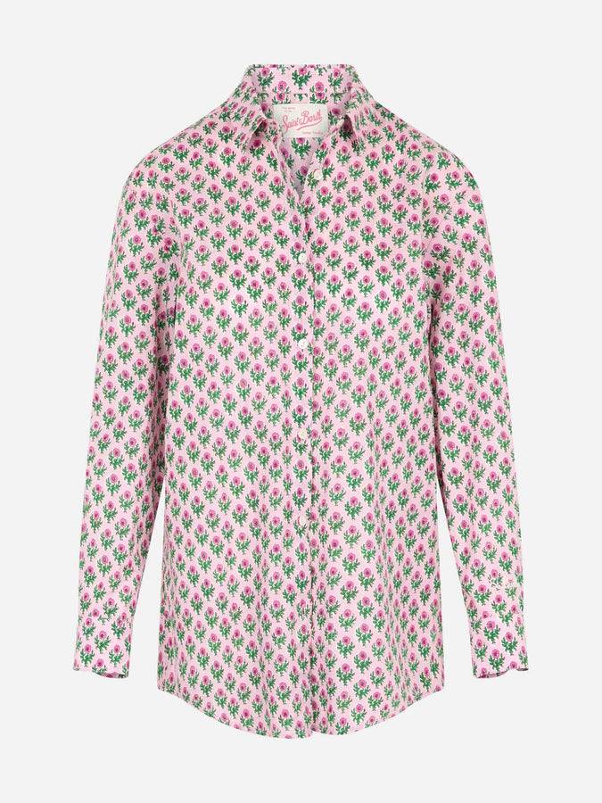 Mc2 Saint Barth Camicia da donna over Brigitte in cotone con stampa fiori Soddisfazione Garantita