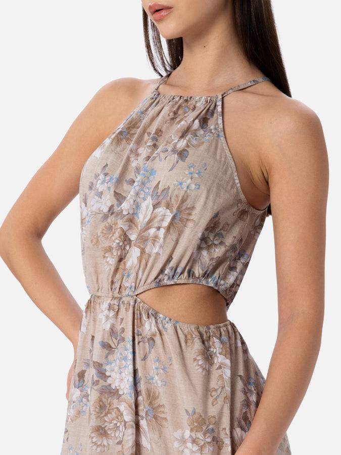 Mc2 Saint Barth woman cut out long dress Kaby with flower print Grandi sconti