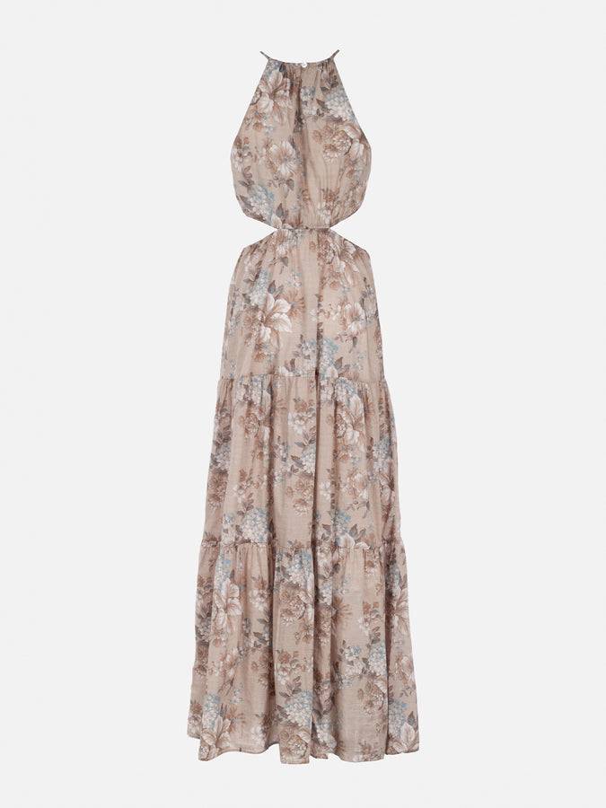 Mc2 Saint Barth woman cut out long dress Kaby with flower print Grandi sconti